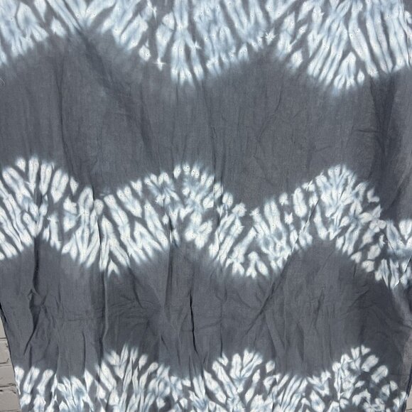 NWT Matr Boomie Blue Grey Dotted Tie Dyed Wavey Tasseled Scarf India Handmade - Picture 4 of 9
